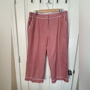 Peck & Peck Weekend Pink Cropped Wide Leg Pants | Size 12 Made in the USA